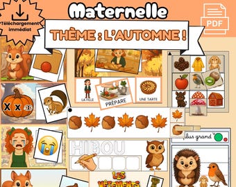 Pack of 10 printable autumn kindergarten activities – Fun PDF educational resources Cycle 1 – Workshops for children aged 3-6