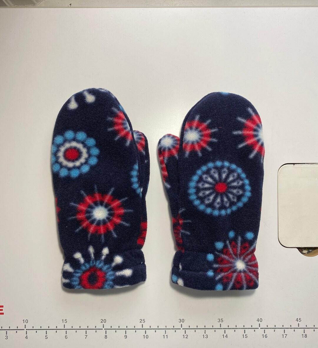 Double Layer Fleece Mittens in Fun Sort of Snowflake Design in Etsy