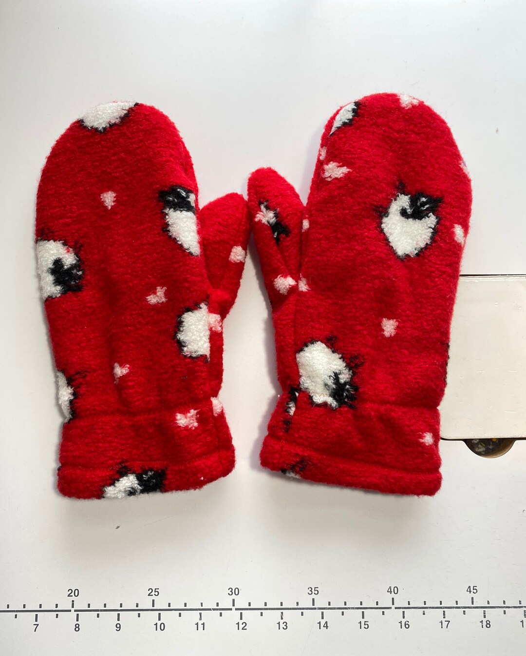 Double Layer Fleece Mittens in Red Nubby Fleece With a Etsy