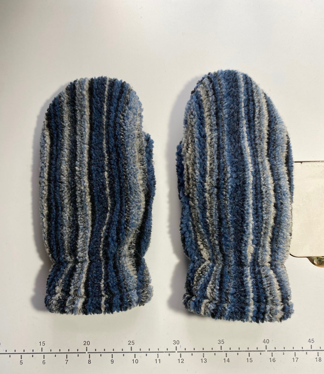 Double Layer Fleece Mittens in Nubby Fleece in Stripes of Etsy