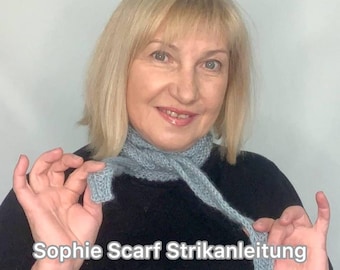 Sophie Scarf Strickanleitung PDF + Video / Kleiner Schal / I-Cord Rand / Anfängerfreundlich / Deutsch / Englische Untertitel