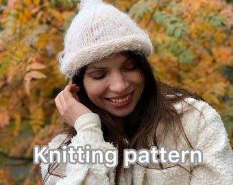 Modello di lavoro a maglia per cappello Pippa: berretto in pelliccia sintetica per principianti (PDF + video)