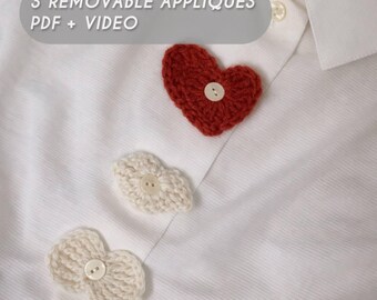 Schema per applicazione all'uncinetto / Motivi a forma di cuore, fiocco e labbra (PDF + tutorial video)