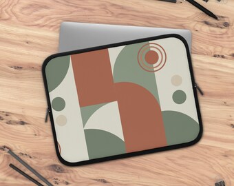 Abstract Geometric Shapes Laptop Sleeve | Mid Century Modern Pattern