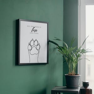 Minimalist Paw Print Line Art Printable Wall Decor Instant Download