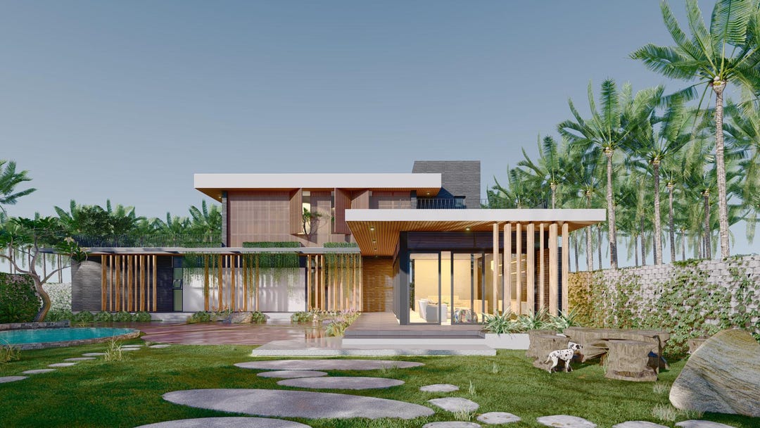 Project: Garden Villa, Autocad File, 3D Rendering Image, PDF File ...