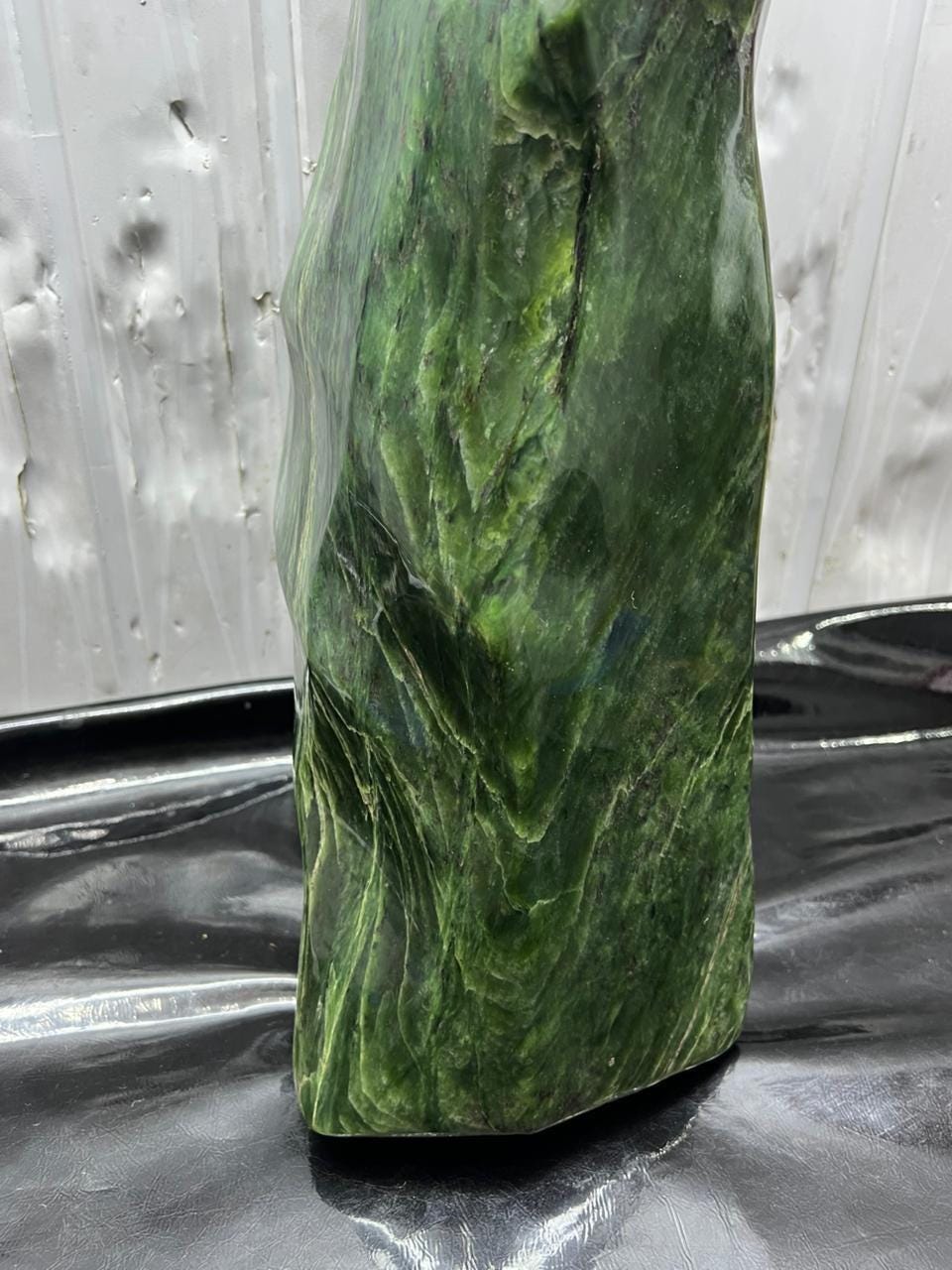 Large Polished Nephrite Jade Stone | Green Display Piece (50x13cm