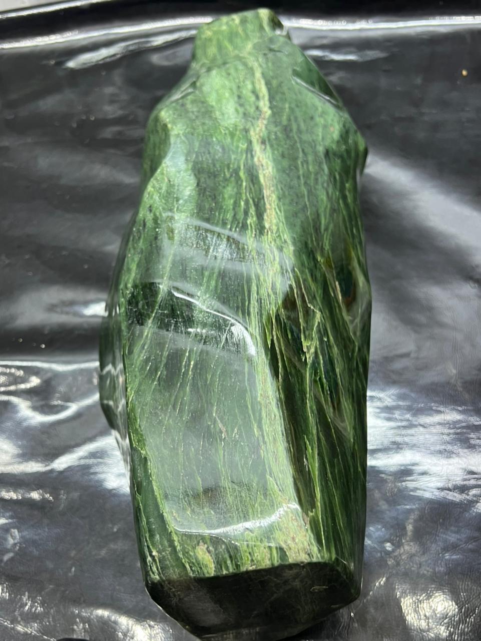 Large Polished Nephrite Jade Stone | Green Display Piece (50x13cm