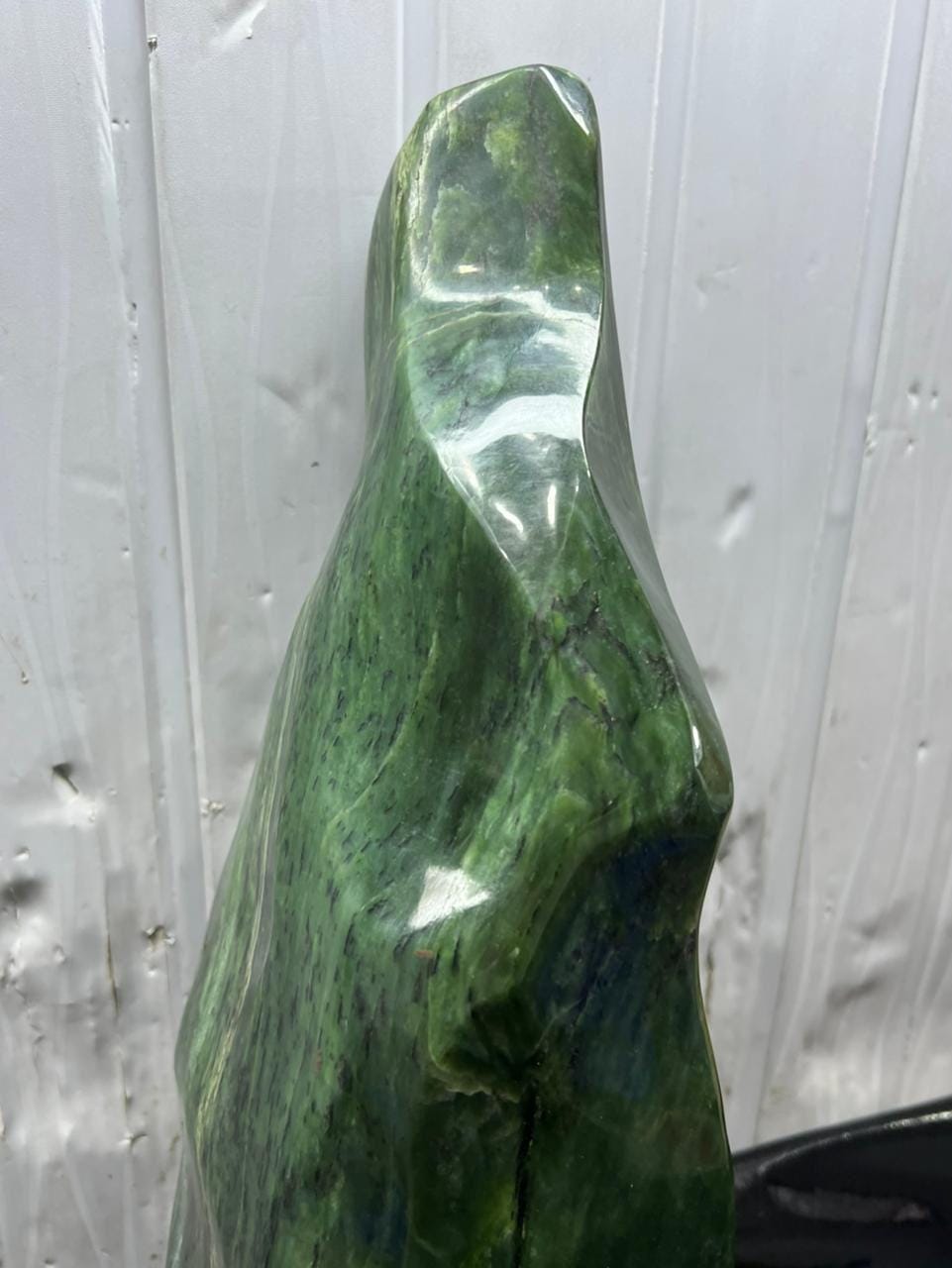 Large Polished Nephrite Jade Stone | Green Display Piece (50x13cm
