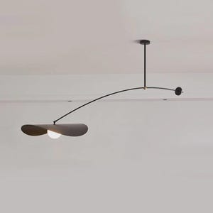 Mid Century Minimalist Chandelier Ceiling Light Myrna Style Brass Black Colour Full Black