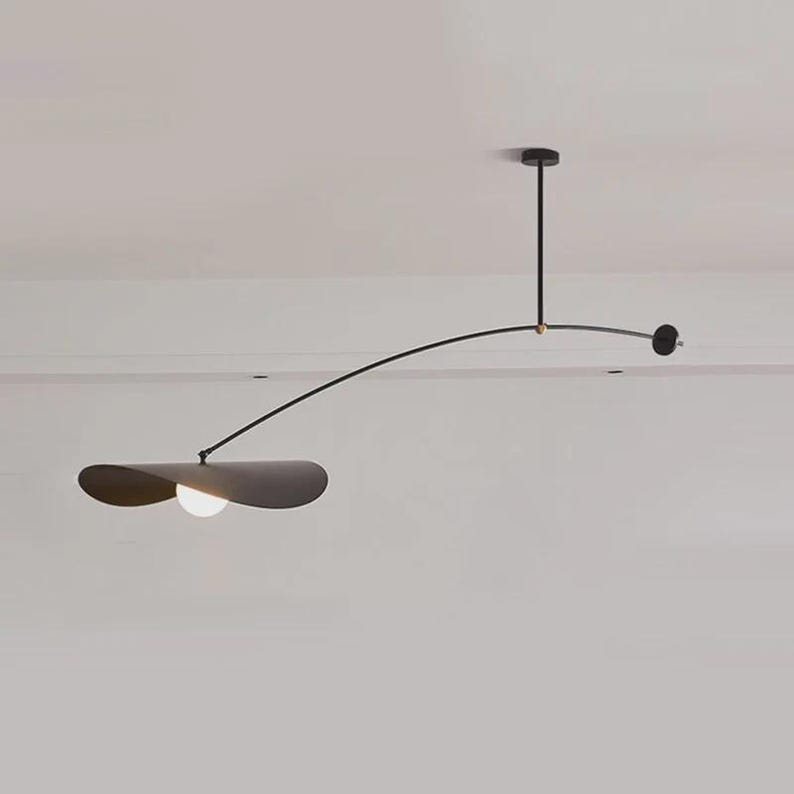Mid Century Minimalist Chandelier Ceiling Light Myrna Style Brass Black Colour Full Black