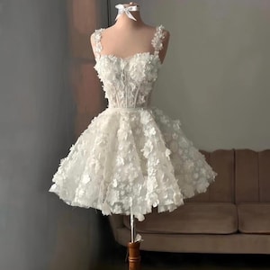 Courthouse wedding dress - Fantasy wedding dress - Corset wedding dress - Lace wedding dress - custom wedding dress - short wedding dress