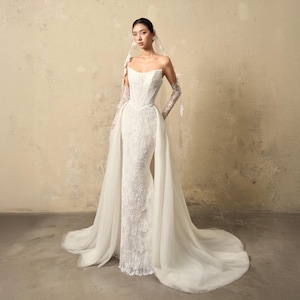 DETACHABLE Bridal Sleeves, Removable sleeves,Ivory Wedding Dress sleeves, Off shoulders sleeves, Pleated Tulle sleeves, Made in the UK