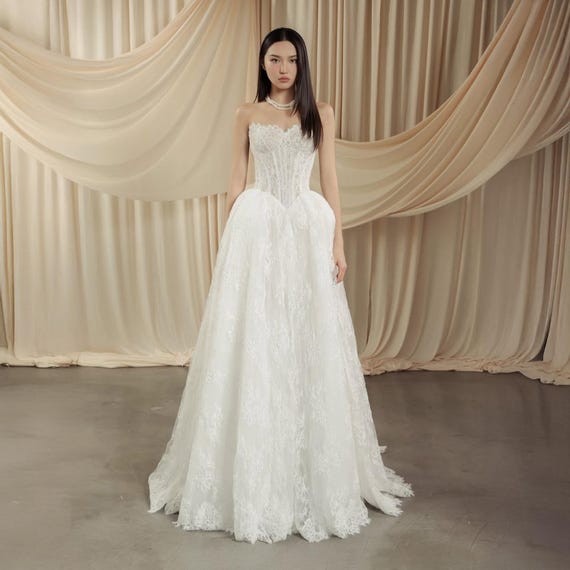 Sweetheart Lace Corset Courthouse Western Wedding Dress A-line Bridal Gown Custom Made