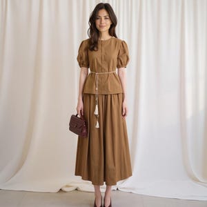 Cottagecore Linen blouse top - Natual linen skirt fairy fantasy linen woman clothing linen midi skirt wedding guest dress wrap best seller