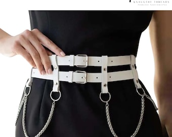 Women’s Punk Harness Belt With Metal Chains