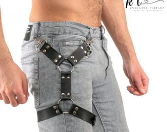 Harnais de jambe en cuir pour homme, sangle de cuisse, accessoire pour motard et jean Harnais unisexe