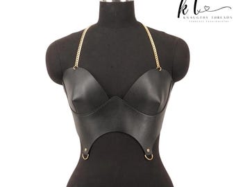 Corpete de couro preto feminino, top bustiê, moda casual
