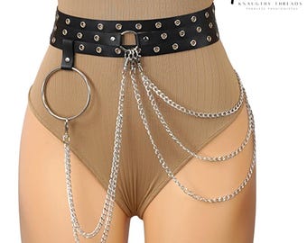 Women’s Gothic Studded Leg Harness Adjustable Fetish Bondage Lingerie