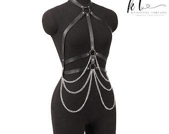 Women’s Leather Body Chain Harness Waist Belt