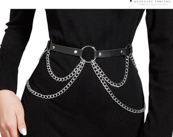 Mulheres Sexy Corpo Corrente Arnês Ajustável Barriga Cinto de Cintura