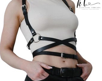 Leather Body Harness Belt For Women Chest, Shoulder And Waist Fashion Harness Plus Size