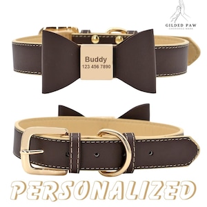 Personalized Leather Pet Collar With  Custom Engraved ID For Cats And Dogs
