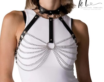 Women's  Leather Body Chain Belt Stylish Belly And Waist Chain Harness