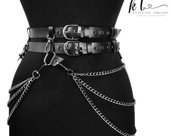 Adjustable Body Chain Harness Belt With Metal Chains