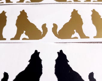 20 Aufkleber Wolf. Wohndekor . Heulender Wolf-silhouette.