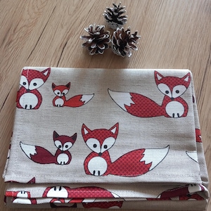 Kitchen Tea towel .Linen/Cotton towel. Home decor. Fox tea towel.