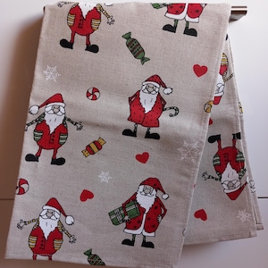 Christmas Kitchen Tea towel .Linen/Cotton towel. Home decor. Santa linen towel. Christmas gift .