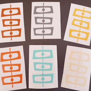 6 x Mid Century Decals, Retro 80s Decor, Mid Century decor, Modern Decor, Retro Decal /sticker.