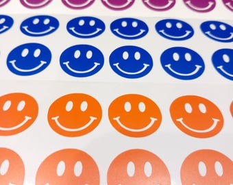 15 Happy Face Vinyl Decals - Waterproof Smiley Stickers