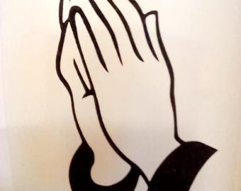 Praying Hands Decal . Faith Sticker. Religious Vinyl Decal . Christian Gift .