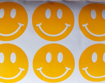 Smile Face Decals - Waterproof Vinyl Stickers, 12 Pieces