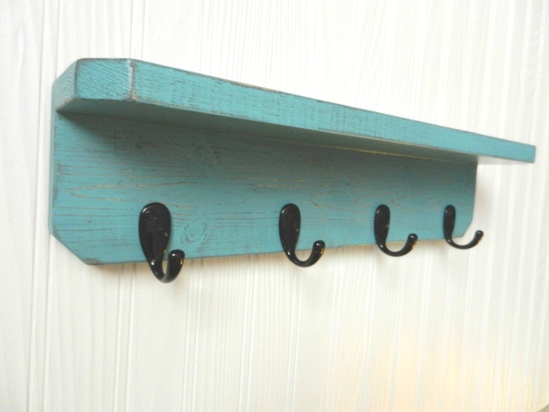 Shelf With Hooks, Shabby Chic Decor, French Country Shelf, Country