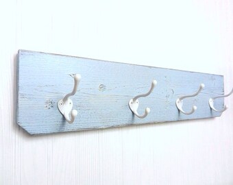 Primitive Coat Holder with Hooks Shabby Chic, French Country Wall Hanger, Cottage Decor, Coat Organizer, Hat Rack, Towel Holder