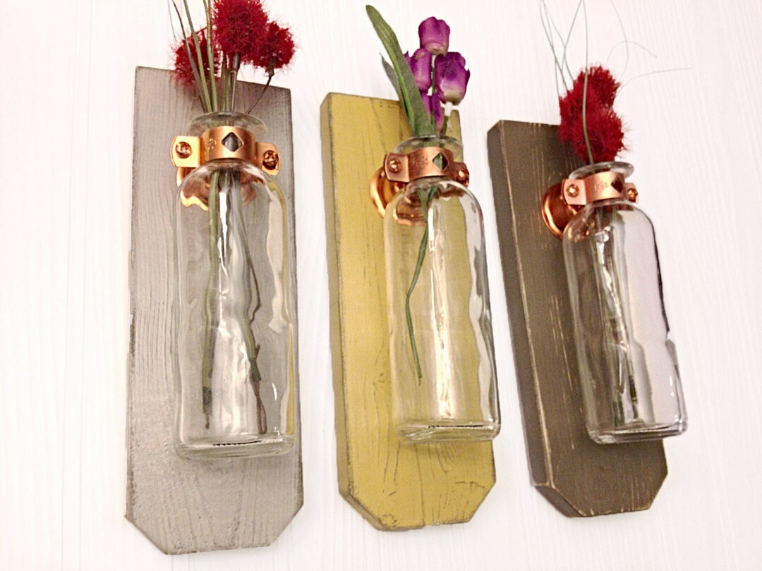 Hanging Flower Vase, Wall Decor, Shabby Chic Wall Sconce, Farmhouse