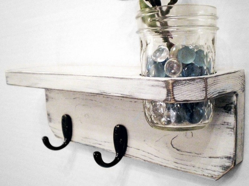 Primitive Wall Shelf with hooks and vase Shabby Chic French Etsy