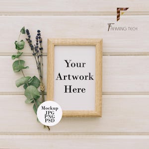 A1 A2 A3 A4 Wooden Frame Mockup,Vertical Frame on White Wall Mockup,Portrait,Neutral Empty Background,Digital Photo Mock Up,PSD+PNG+JPG