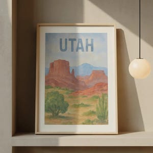 Utah Digital Print – Retro Poster Wall Art – Desert Landscape Printable – Vintage National Park Decor