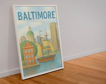 Baltimore Wall Art - Vintage Reise Poster Druck (Digitaler Download)