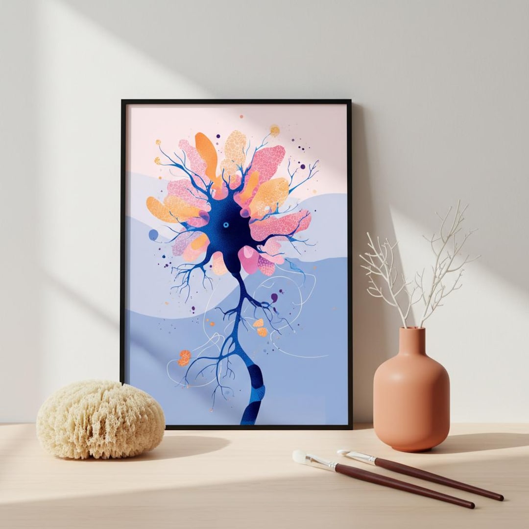 Neuron Graphics Abstract Abstract Neuron Art Print, Neuroscience Wall Decor, Nerve Cell Poster ...