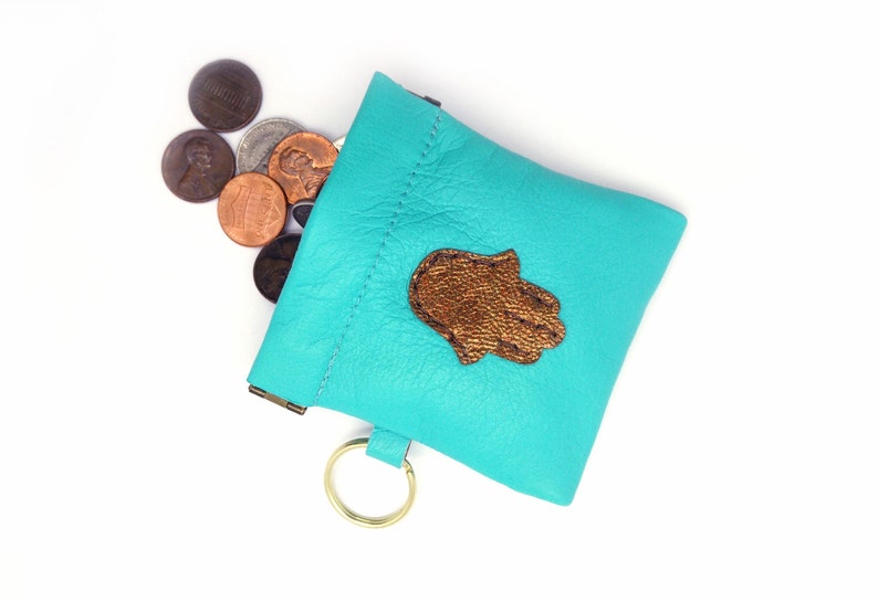 Hamsa Coin Purse with Key Chain Loop.