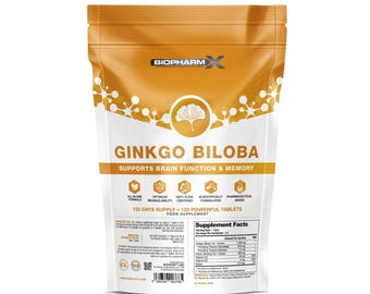 Ginkgo Biloba 7000mg with Ginseng & Vitamin B3 B5 / 120 Tablets (4 Month Supply) Cognitive Support