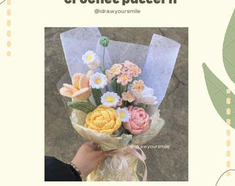 Crochet Flower Bouquet Pattern | Digital PDF | DIY Handmade Floral Arrangement