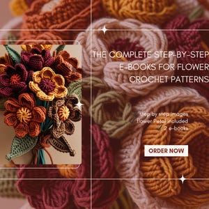 Flower Crochet Patterns Bundle: Bridal Bouquet, Tulip, Rose (PDF Pattern)