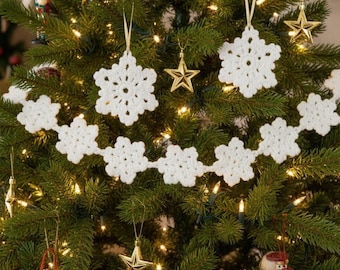 Crochet Snowflake Ornament & 48" Garland Pattern Set (PDF)