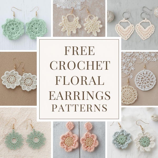 Boho Crochet Flower Earrings Pattern PDF – DIY Floral Earring Tutorial, Handmade Jewelry Making Instructions